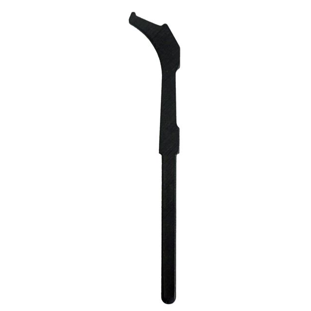 Introducing the MAIN SPRING STRUT 83: a black metal tool featuring a hook-like end and a flat handle, designed with lock pick precision for managing main springs.