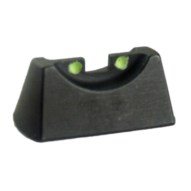 Highlighted against a plain white background is the CZUB Factory Rear Sight 75/85 #6, featuring a sleek black design with two green dots for precise aiming, perfectly complementing the 75/85 #6 models to ensure accuracy in every shot.