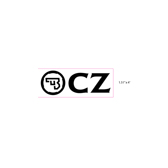 The logo showcases a stylized letter "B" within a circle, positioned beside the letters "CZ" in bold black font, as seen on the CZ LOGO 4" RECTANGLE STICKER WHITE.